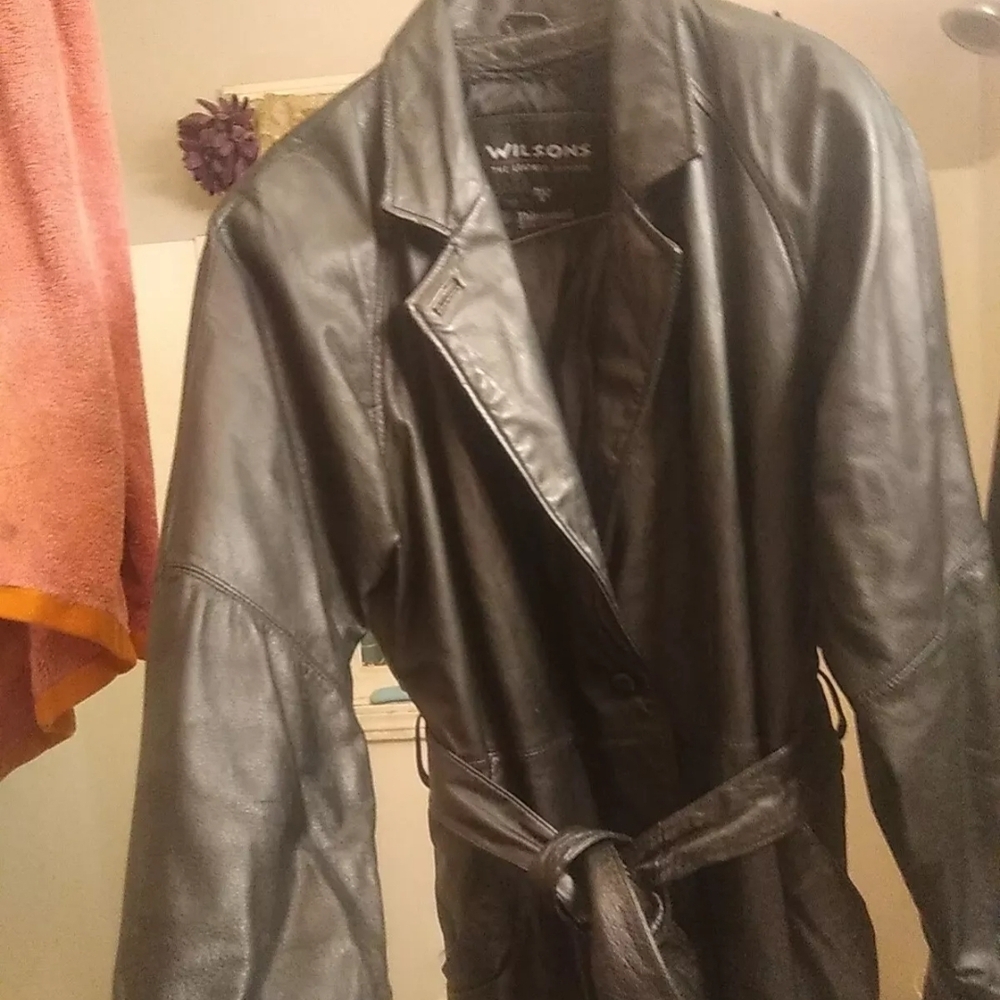 Women's WILSONS Leathers Black 3/4 "Length Thinsulate" Leather Coat Size S Y2k